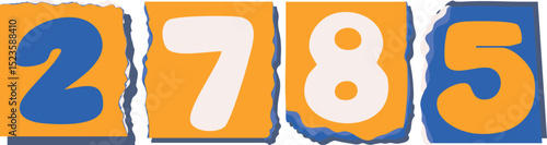 2785 Retro torn paper number Design art