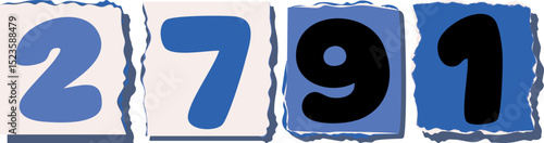 2791 Retro torn paper number Design art