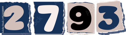 2793 Retro torn paper number Design art