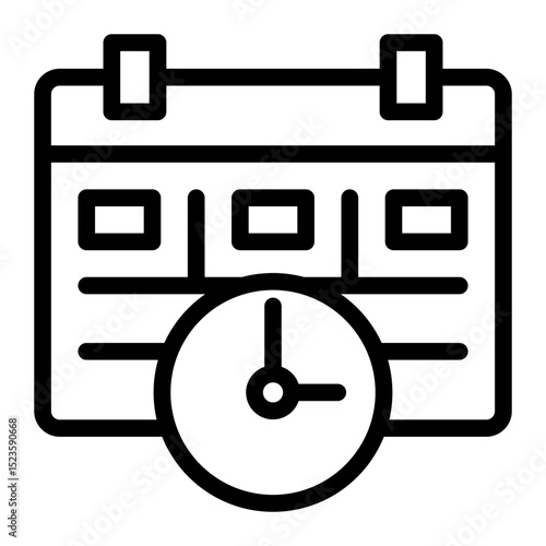 Time Management Icon - Outline Style for Calendar & Organization. (Outline Style)