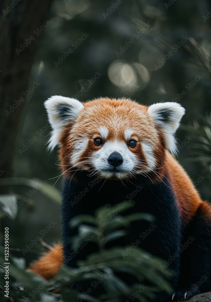 Fototapeta premium Red panda portrait wildlife animal mammal nature cute furry forest face eyes