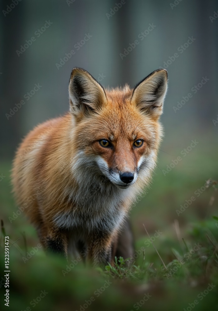 Fototapeta premium Red fox vulpes vulpes forest wildlife animal portrait nature predator wild