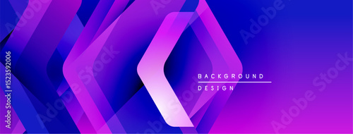 Abstract gradient layers create dynamic visual effect. Modern design features vibrant purple, blue hues. Minimalist text complements composition.