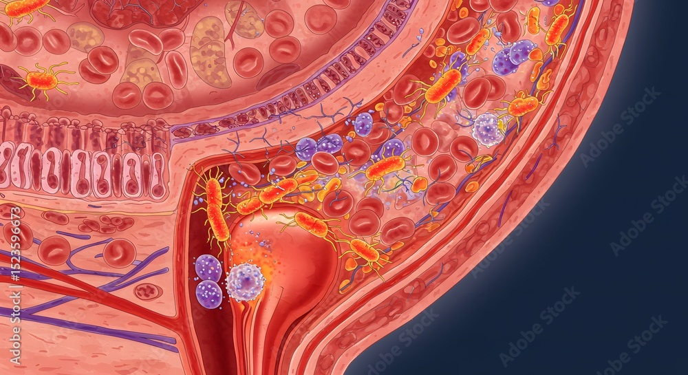Obraz premium Illustration of bacteria causing a UTI inside the urinary tract 2