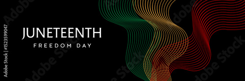 Abstract wave background for Juneteenth banner with iconic colors. Concept of June Nineteenth, June 19, federal holiday