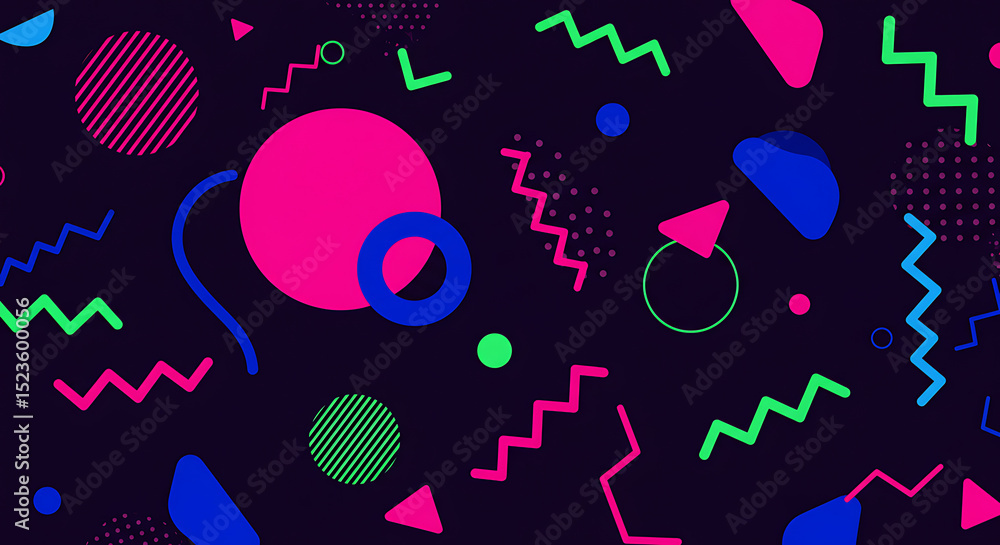Fototapeta premium Neon Memphis Style Fun Pattern