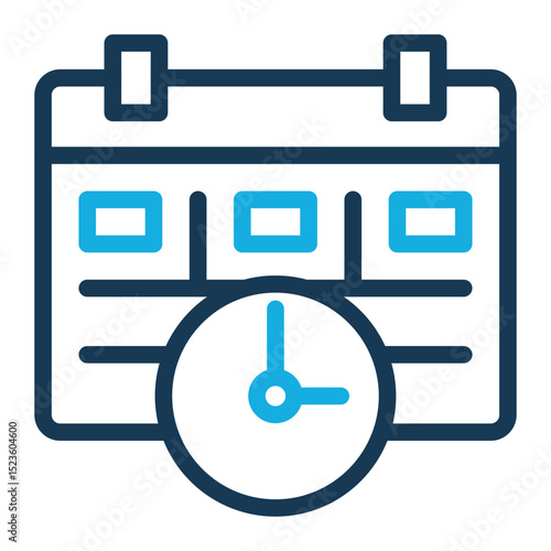 Time Management Icon - Outline Color Style for Calendar & Organization.