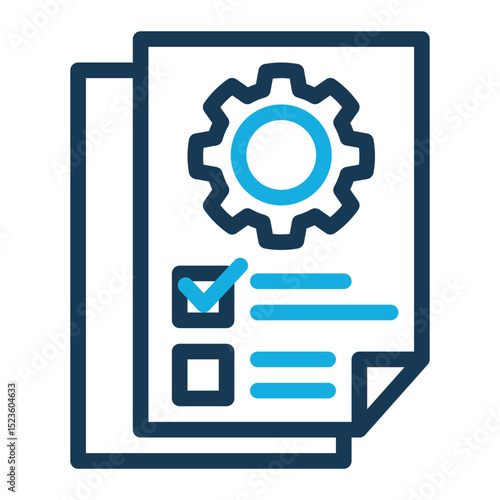 Project Documentation Icon - Outline Color Style for File & Gear Management.