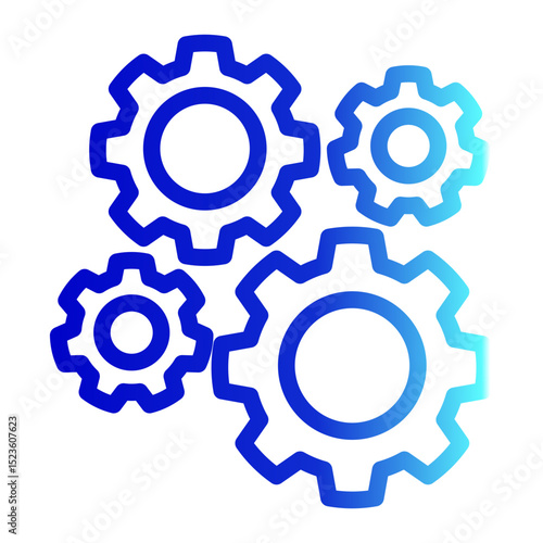 Gear Mechanism Icon - Outline Gradient Style for System Process & Engineering.