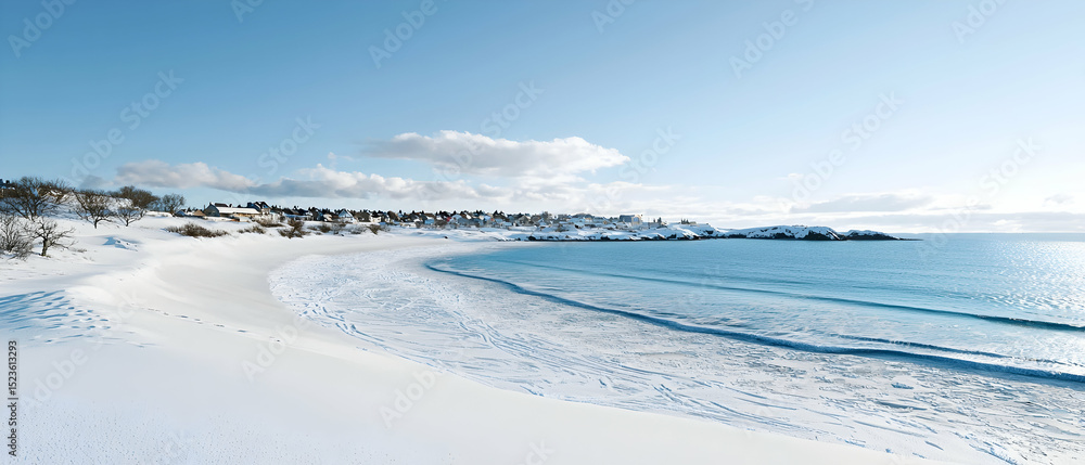 Snowy Arctic Beach Landscape Panorama Snowy Arctic Beach Landscape Panorama