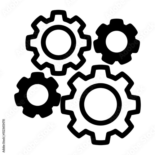 Gear Mechanism Icon - Mixed Style for System Process & Engineering.