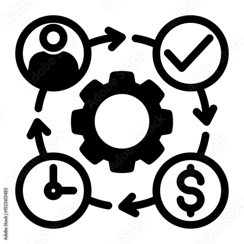 Resource Allocation Icon - Mixed Style for Process & Organization.
