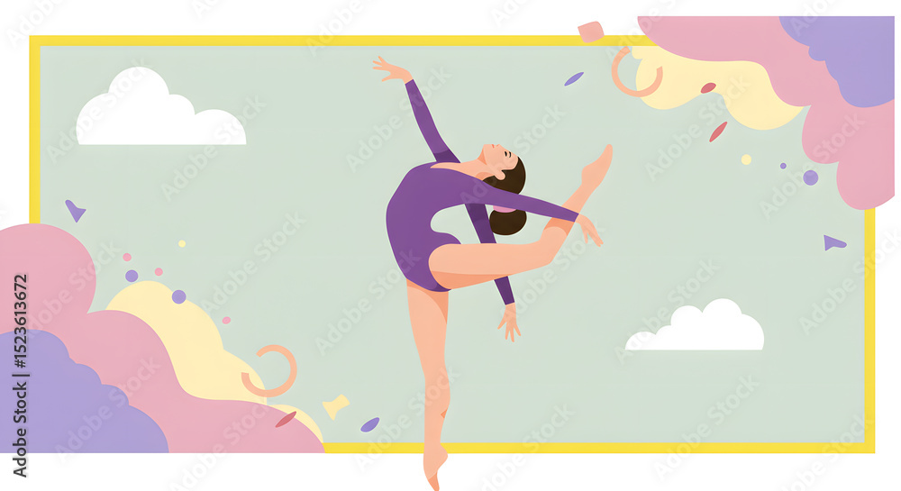 Rhythmic Gymnastics Pose - Abstract Background Rhythmic Gymnastics Pose - Abstract Background