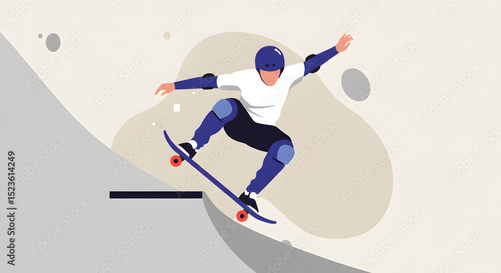 Obraz premium Skateboarder Mid-Air: Vector Illustration of Extreme Sport