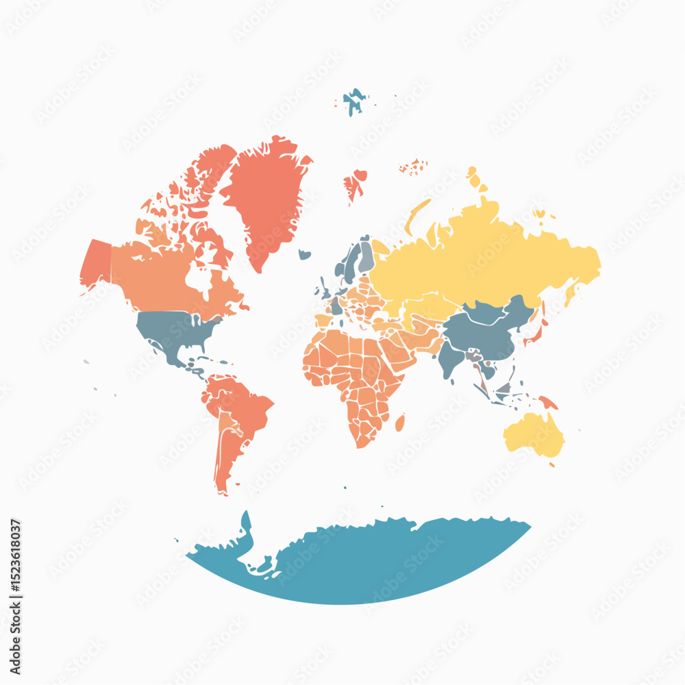 Naklejka premium Global Map Colorful World Regions Visualization