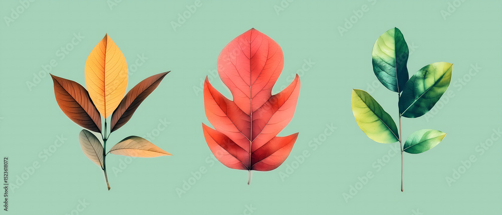 Obraz premium Colorful Autumn Leaves Arrangement on Pastel Background