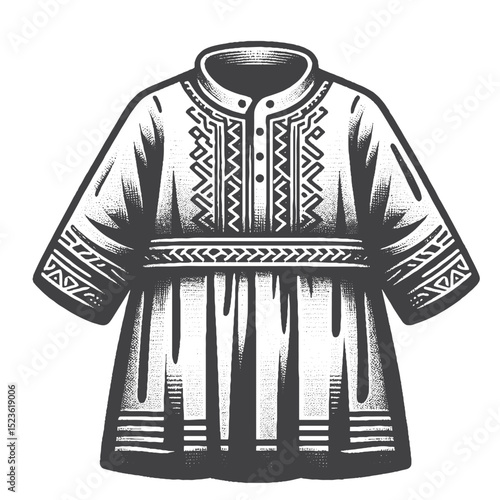 Vintage Hand-Drawn Men’s Thobe Illustration, Traditional Clothing Engraved Style Vector for T-Shirts and Cultural Themes Design
