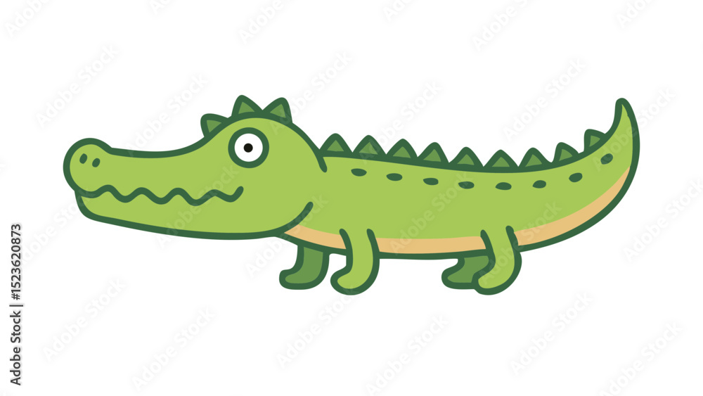 Obraz premium Cute and Expressive Crocodile Logo Icon Featuring Long Snout, Spiked Back, and Strong Low Body