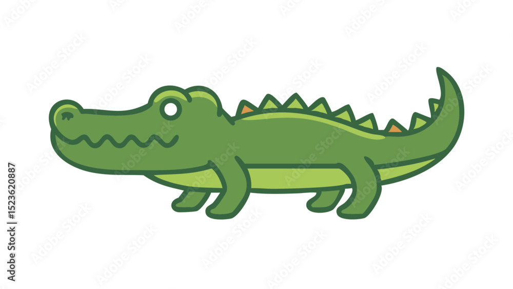 Cute and Expressive Crocodile Logo Icon Featuring Long Snout, Spiked Back, and Strong Low Body Cute and Expressive Crocodile Logo Icon Featuring Long Snout, Spiked Back, and Strong Low Body