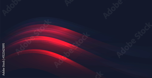 curvy red neon lines in luminous motion on a dark background