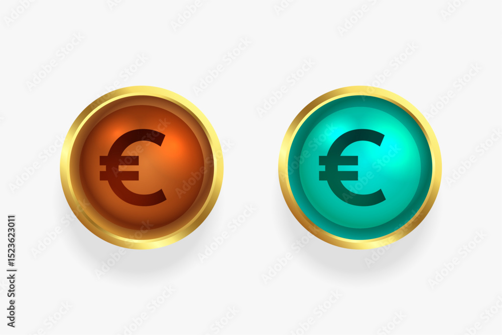 collection of european golden coin symbol design collection of european golden coin symbol design