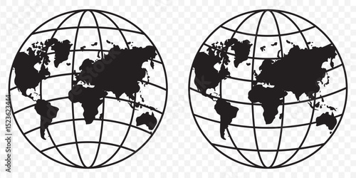 world planet icon. world globe icon. earth globe flat design icon. isolated on white background. vector illustration. world globe isolated on Transparent Background. EPS 10.