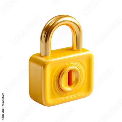 Yellow glossy padlock with inset oval keyhole and clean finish