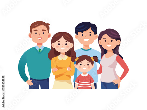 Happy family portrait illustration isolated on white background
