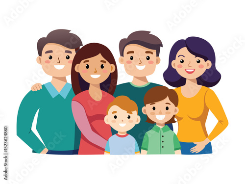 Happy family portrait illustration isolated on white background
