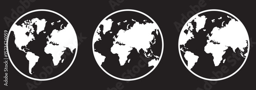 Globe icon vector illustration of earth for website graphic design and internet network symbol on Black Background. EPS 10.