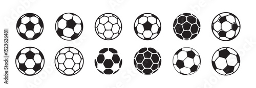 Soccer ball icon. Football game ball icons, football signs, line soccer sport ball – vector illustration eps 10.