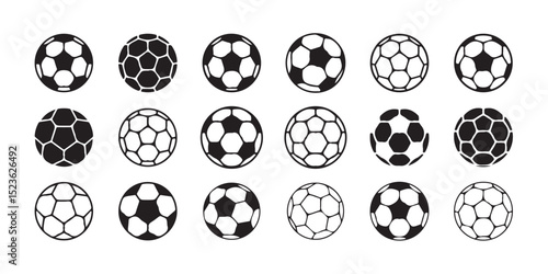 Soccer ball icon. Football game ball icons, football signs, line soccer sport ball – vector illustration eps 10.