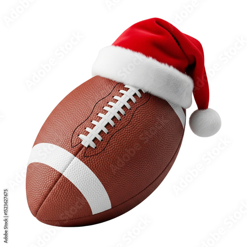 American Football with Santa Hat on png.