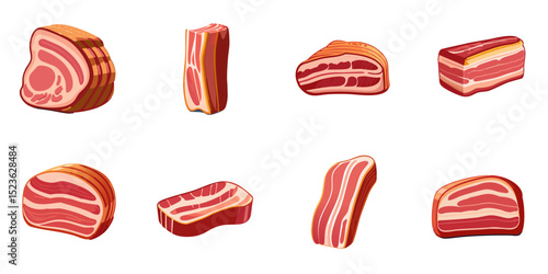 Multiple vector illustrations bacon

