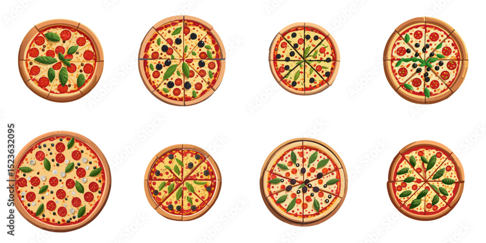 Multiple vector illustrations pizza Multiple vector illustrations pizza