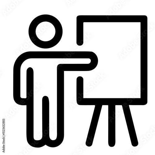 Simple Outline Presentation Instructor Teaching Training Board Icon Graphic Design
