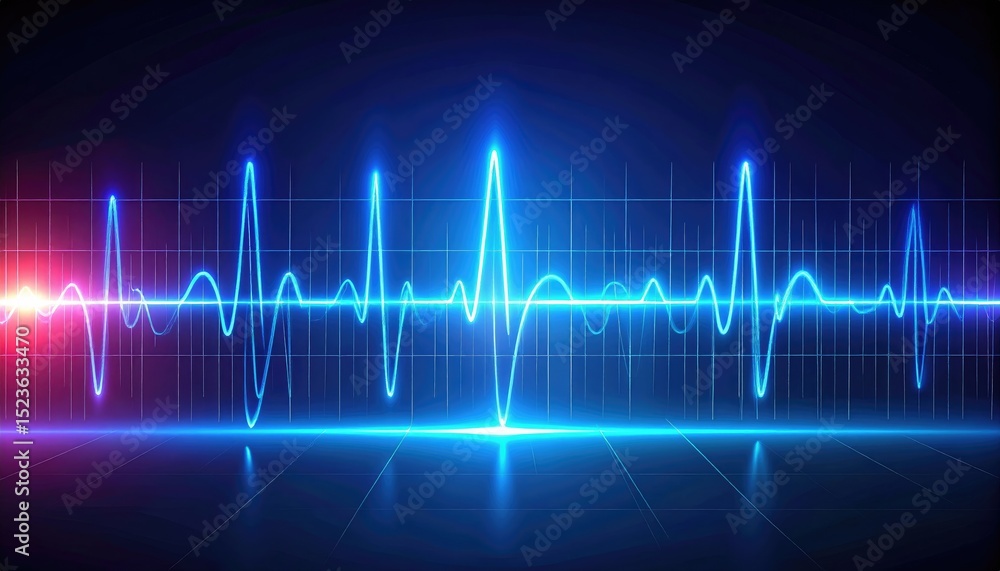 Stylized digital heartbeat pulse wave animating across screen Stylized digital heartbeat pulse wave animating across screen
