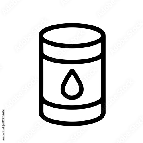 Line Minimalist Oil Barrel with Drop Icon for Industry