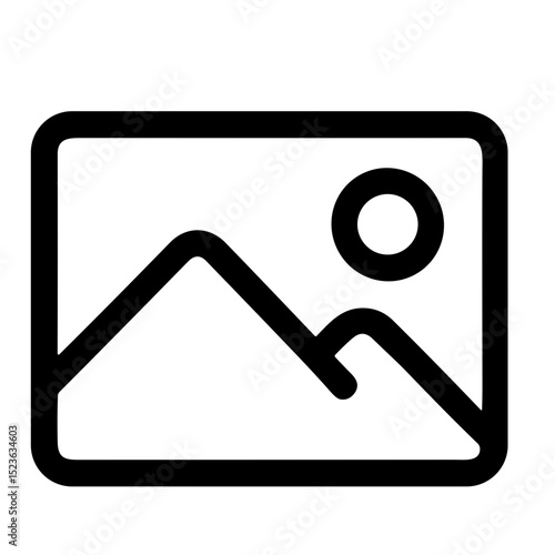 Free Download Simple Outline Landscape Image Frame Outline Mountain and Sun Icon Graphic - GFXLoad