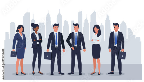 Diverse Business Professionals Team Vector Illustration