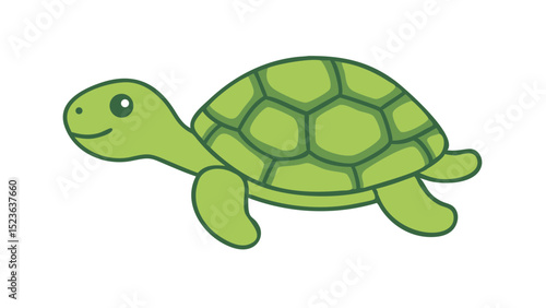 Cute and Expressive Turtle Logo Icon Featuring a Domed Shell, Short Legs, and a Forward-Stretching Neck