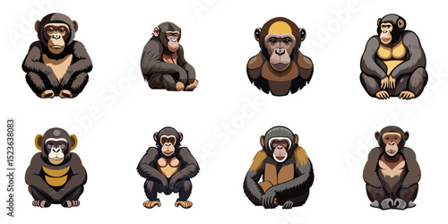 Multiple vector illustrations monkey

