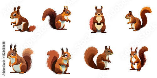 Multiple vector illustrations squirrel

