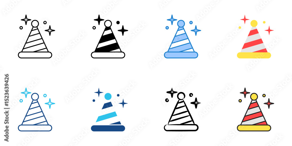 Party Hat icon set multiple style collection
Party Hat icon set multiple style collection