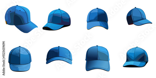 Multiple vector illustrations blue cap