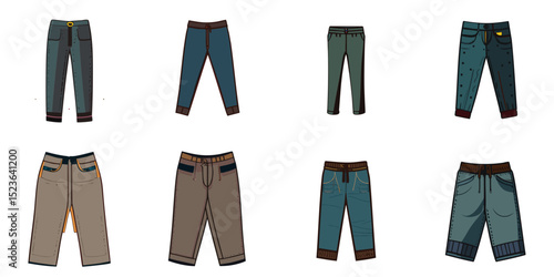 Multiple vector illustrations pants

