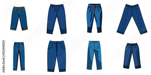 Multiple vector illustrations blue pants

