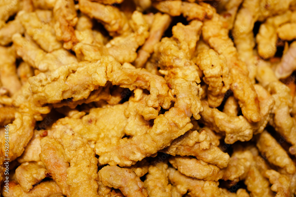 golden crispy fried pork strips, Chinese food golden crispy fried pork strips, Chinese food