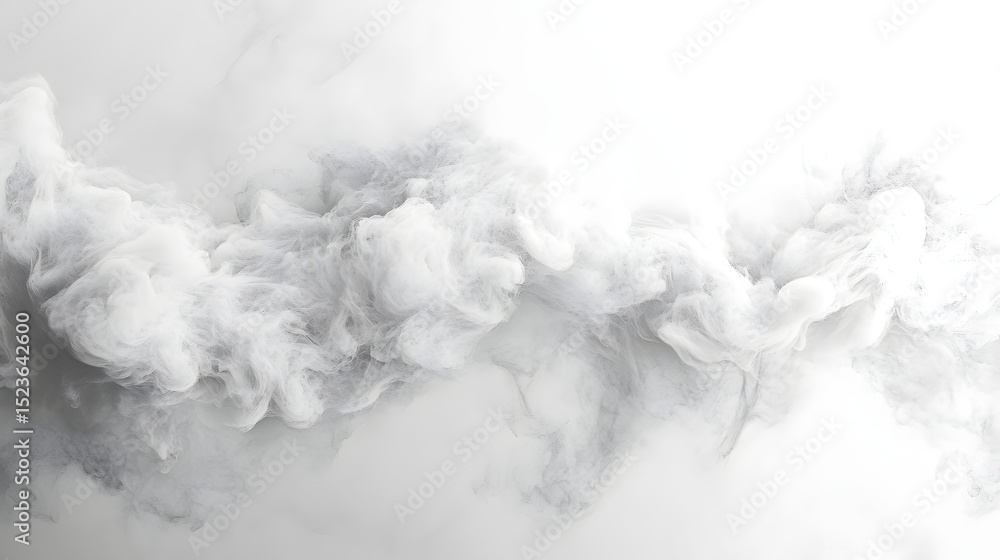 Fototapeta premium Abstract Cloud Formation Studio Digital Art White Background Eye Level Horizontal Pure White Background