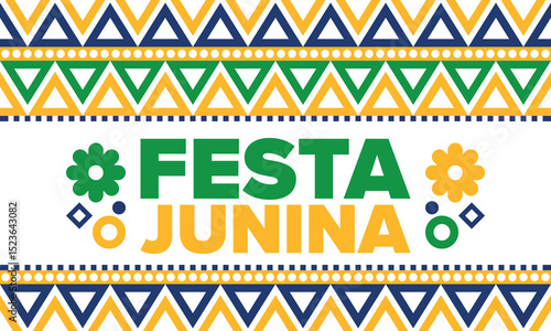 Festa Junina in Brazil. Brazilian festival. Happy holiday. Brazil flag. Carnival and parade. Summer fun party. Vector illustration